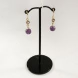 9CT GOLD AMETHYST DROP STUD EARRINGS