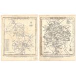 TWO BRITISH COUNTY MAP COLOURED PRINTS CAMBRIDGESHIRE & WARWICKSHIRE