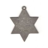 XMAS 1910 UNUSUAL SIX STAR SILVER PENDANT INSCRIBED ON BOTH SIDES MARKED SOLID SILVER