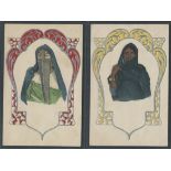 TWO MIDDLE EASTERN GLAMOUR POSTCARDS