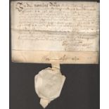 ANTIQUE MANUSCRIPT FROM 1675 & A SEAL IN LATIN & ENGLISH