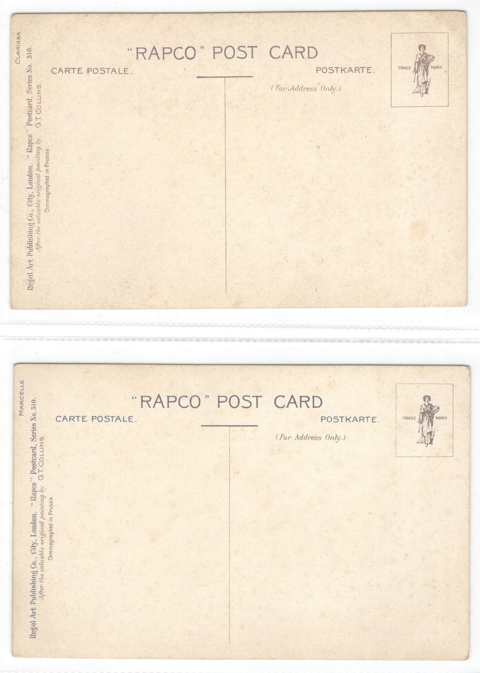 FOUR ARTIST SIGNED POSTCARDS - G T COLLINS BY REGAL ART PUBLISHING Co. LONDON - RAPCO SERIES 510 - Image 4 of 4