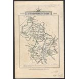 TWO BRITISH COUNTY MAP COLOURED PRINT OF CAMBRIDGESHIRE