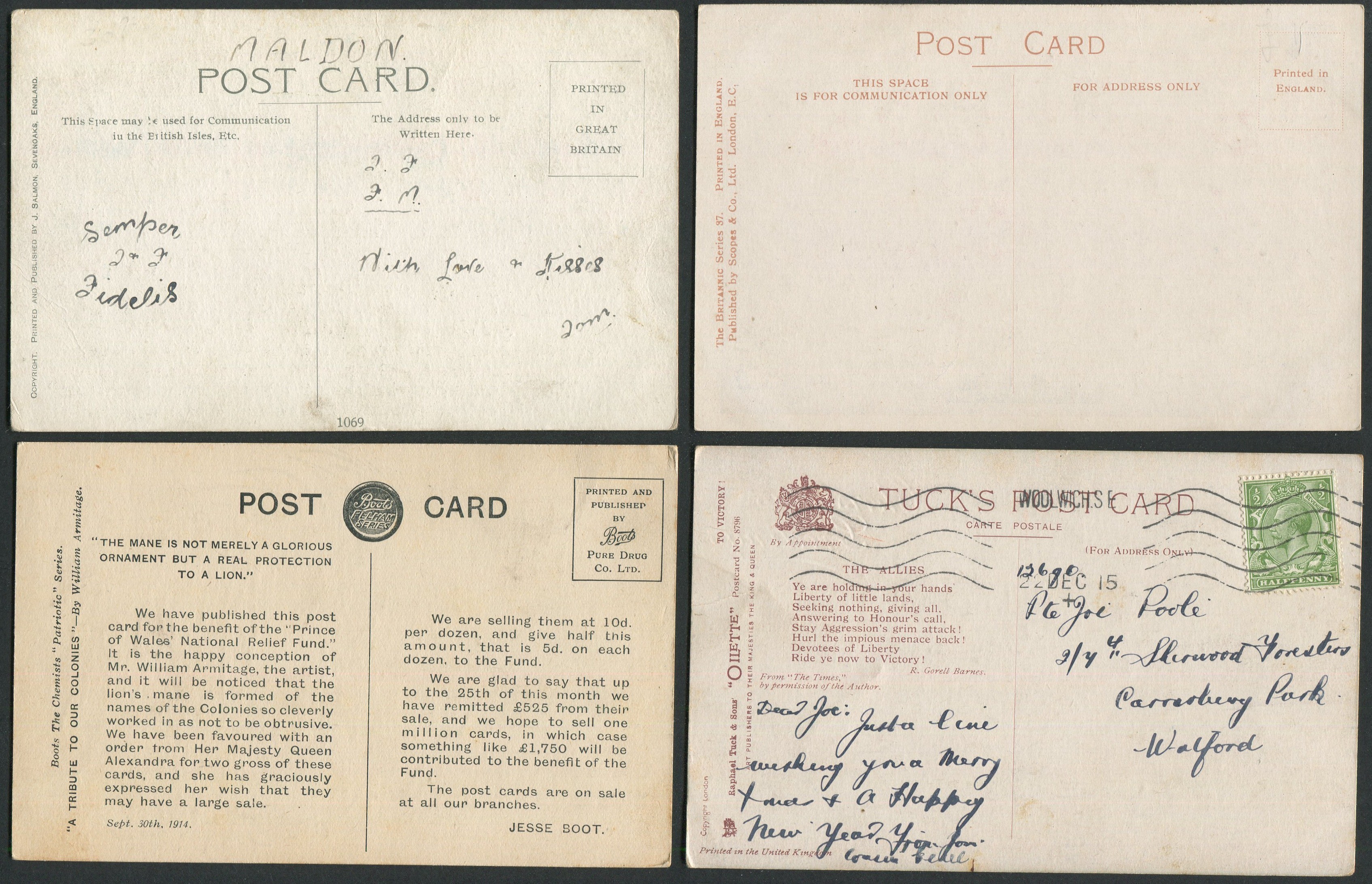 FOUR ANTIQUE PATRIOTIC POSTCARDS - Image 2 of 2