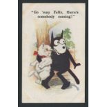 EARLY FELIX THE FILM CAT POSTCARD - GO WAY FELIX THERE'S SOMEBODY COMING