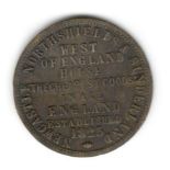 1825 ADVERTISING TOKEN FOR NEWCASTLE NORTHSHIELDS & SUNDERLAND