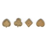 SET OF FOUR VICTORIAN BRASS CARD GAME COIN TOKENS