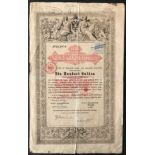 1868 SHARE CERTIFICATE FOR 100 GUILDERS (AUSTRIAN CURRENCY) App.size: 24cm x 39cm