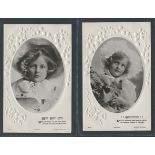 TWO VINTAGE EMBOSSED CHILDREN GREETINGS POSTCARDS