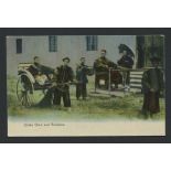 ANTIQUE CHINESE POSTCARD - SEDAN CHAIR AND RICKSHAW