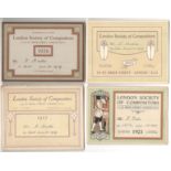 SELECTION OF LONDON SOCIETY OF COMPOSITORS MEMBERSHIP CARDS FOR F. BATES