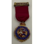 HALLMARKED SILVER MEDAL FOR STEWARD OF ROYAL MASONIC BENEVOLENT INSTITUTION 1924