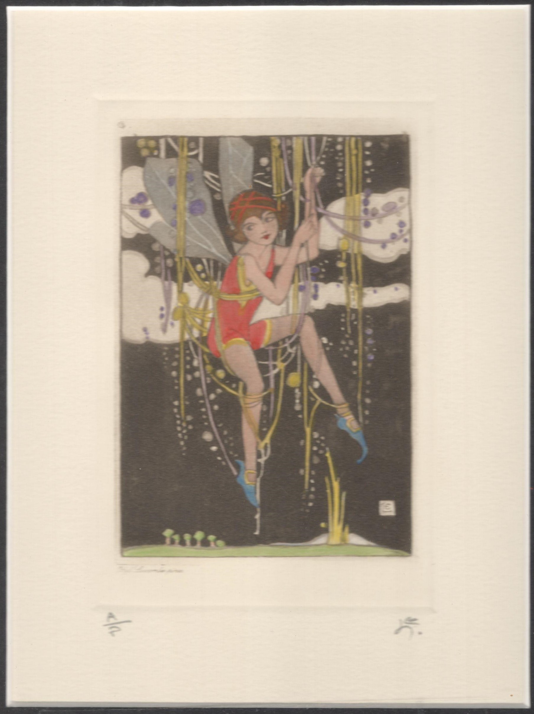 ETHEL LARCOMBE (1876-1940) PIXIE HAND-COLOURED ETCHING ON WOVE EARLY 20th century ARTIST PROOF - Image 3 of 3