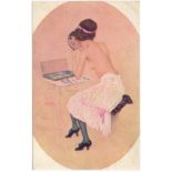 RAPHAEL KIRCHNER POSTCARD - PEINTE PAR ELLE MEME