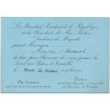 INVITATION DURING THE 1878 PARIS EXHIBITION TO MARSHAL MACMAHON