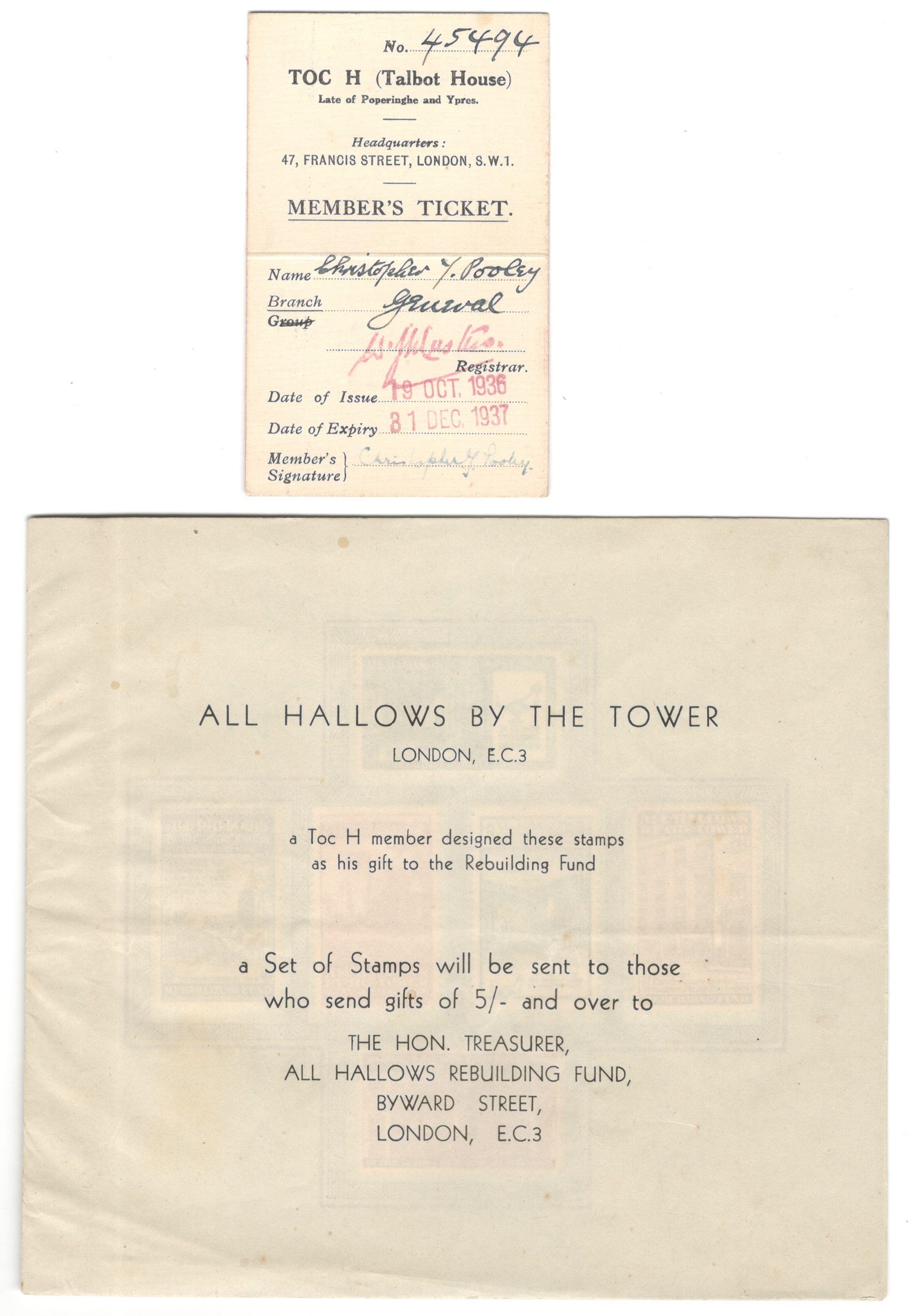 TALBOT HOUSE MEMBERS TICKET & SPECIAL SET OF STAMPS - Image 3 of 3
