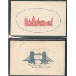 TWO STAMP MONTAGE POSTCARDS IN VARIOUS CONDITION