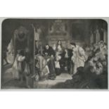 JAMES II IN HIS PALACE OF WHITEHALL ENGRAVING App.size: 28.5cm x 19cm (picture only) Total size: