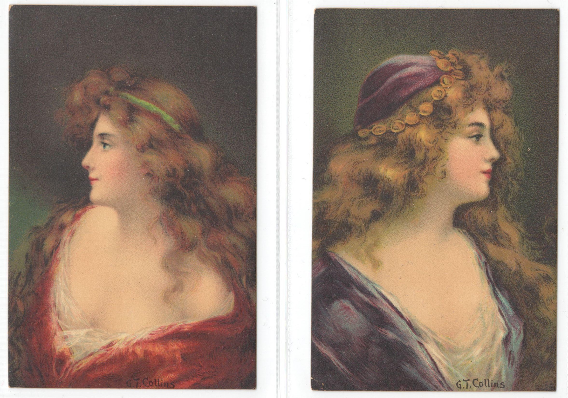 FOUR ARTIST SIGNED POSTCARDS - G T COLLINS BY REGAL ART PUBLISHING Co. LONDON - RAPCO SERIES 510