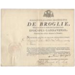 ORDINATION SIGNED BY PRINCE MAURICE-JEAN DE BROGLIE