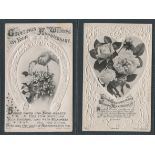 TWO ANTIQUE EMBOSSED FLORAL GREETINGS CARDS POSTCARDS