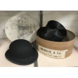 HILLHOUSE TOP HAT WITH BOX & BOWLER HAT