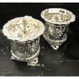 PAIR SILVER PLATE BOTTLE HOLDERS - 13CM