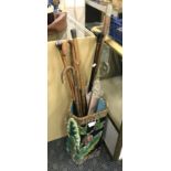 MAJOLICA UMBRELLA STAND & STICKS