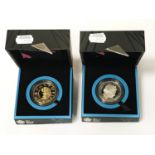 TWO LONDON 2012 OLYMPIC SILVER PROOF COINS - BOXED WITH CERTIFICATES