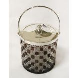 SILVER PLATED & RUBY GLASS BISCUIT BARREL
