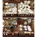 4 TRAYS OF CHINA, GLASS & BRIC A BRAC