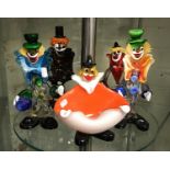 FIVE MURANO GLASS CLOWNS