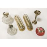 TWO HM SILVER PERFUME BOTTLES & OTHER ITEMS