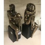 PAIR OF FIGURES - NUDE STUDIES - 36CM