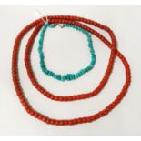 PINK CORAL NECKLACES & TURQUOISE NECKLACE