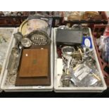 TWO TRAYS OF SILVER PLATE