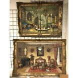 TWO PRINTS - PARLOUR SCENE & FRENCH STREET SCENE