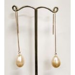 9CT SOUTH SEA PEARL THREAS CHAIN EARRINGS