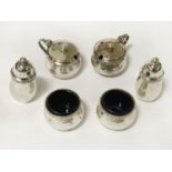 SIX PIECE HM SILVER CRUET