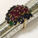 18CT GOLD RUBY & EMERALD RING
