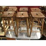 SIX OAK STOOLS