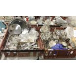 TWO TRAYS OF SILVER PLATE INCL. MAPPIN & WEBB