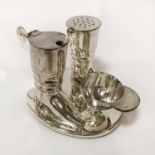 SILVER PLATE JOCKEY CRUET SET