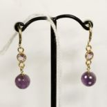 9CT GOLD AMETHYST DROP EARRINGS