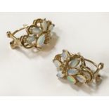 9CT GOLD OPAL & DIAMOND EARRINGS