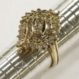 14CT YELLOW GOLD DIAMOND CLUSTER RING - SIZE M-N - BOXED