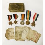 5 MEDALS - 2 WW1, 3WW2 & PAPERWORK