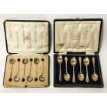 TWO HM SILVER CASED SPOON SETS