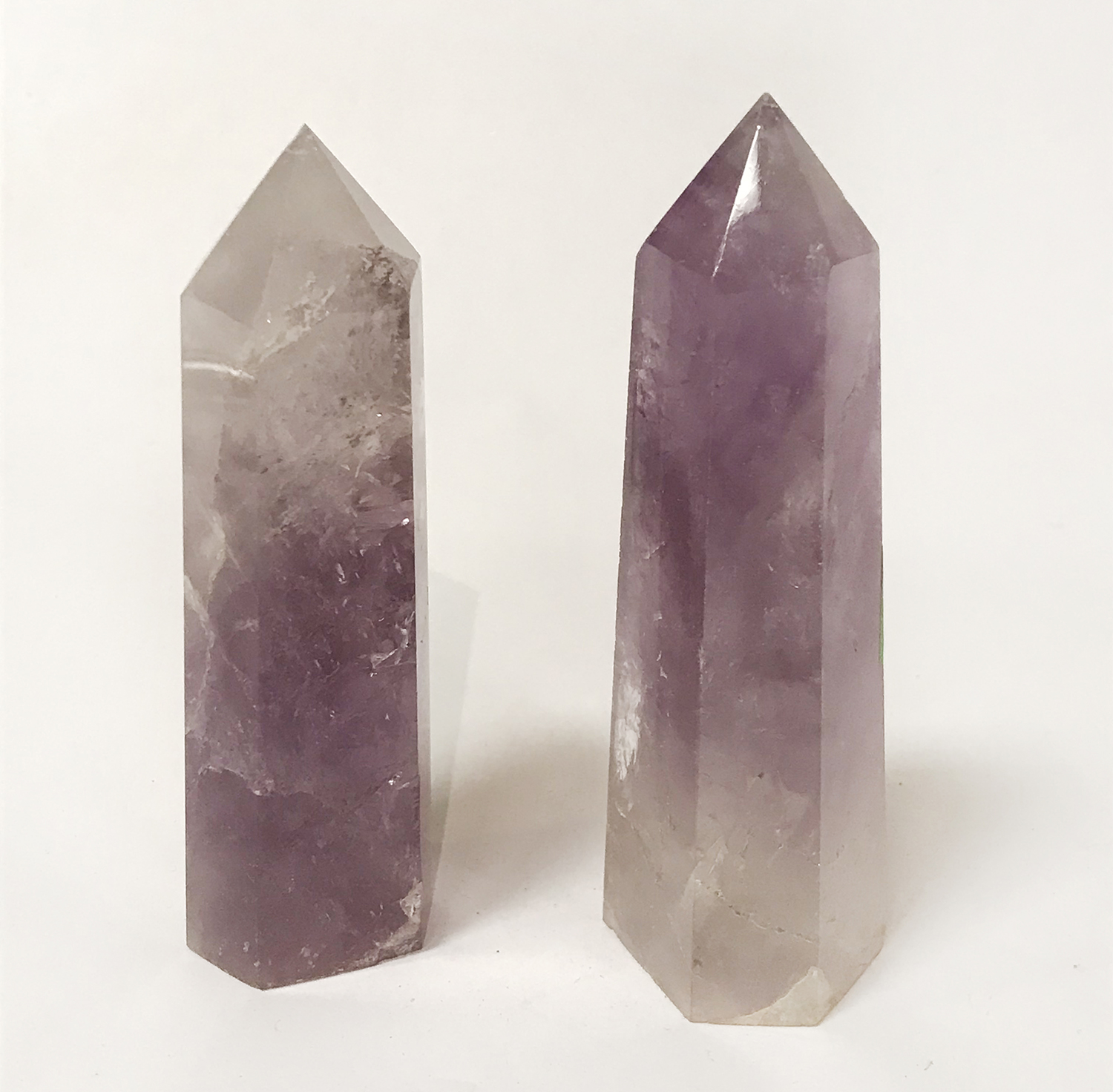 PAIR QUARTZ OBELISKS