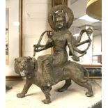 BRONZE FIGURE OF GIRL & TIGER